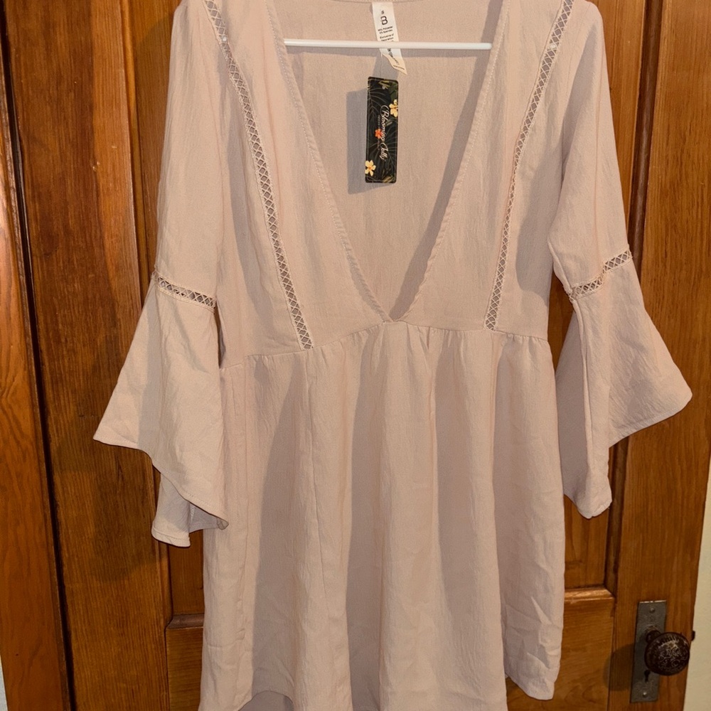 Beige Flowy Bell Sleeve tunic